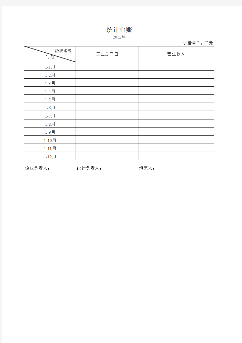 统计台账模板