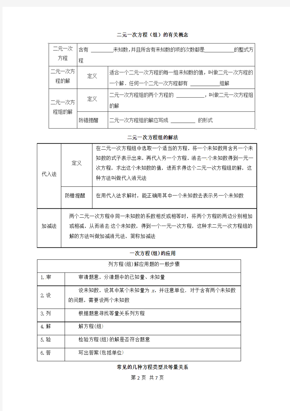 中考数学一轮复习第6讲一次方程组及其应用教案