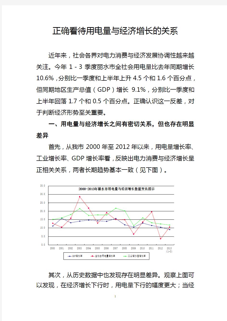 正确看待用电量与经济增长的关系-Lishui