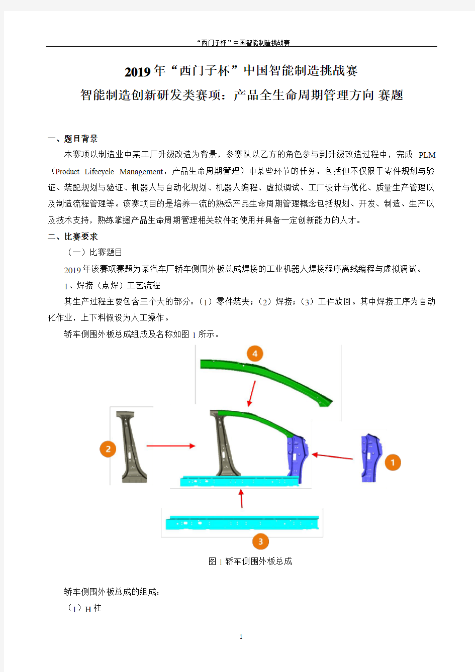 2019年西门子杯中国智能制造挑战赛赛题