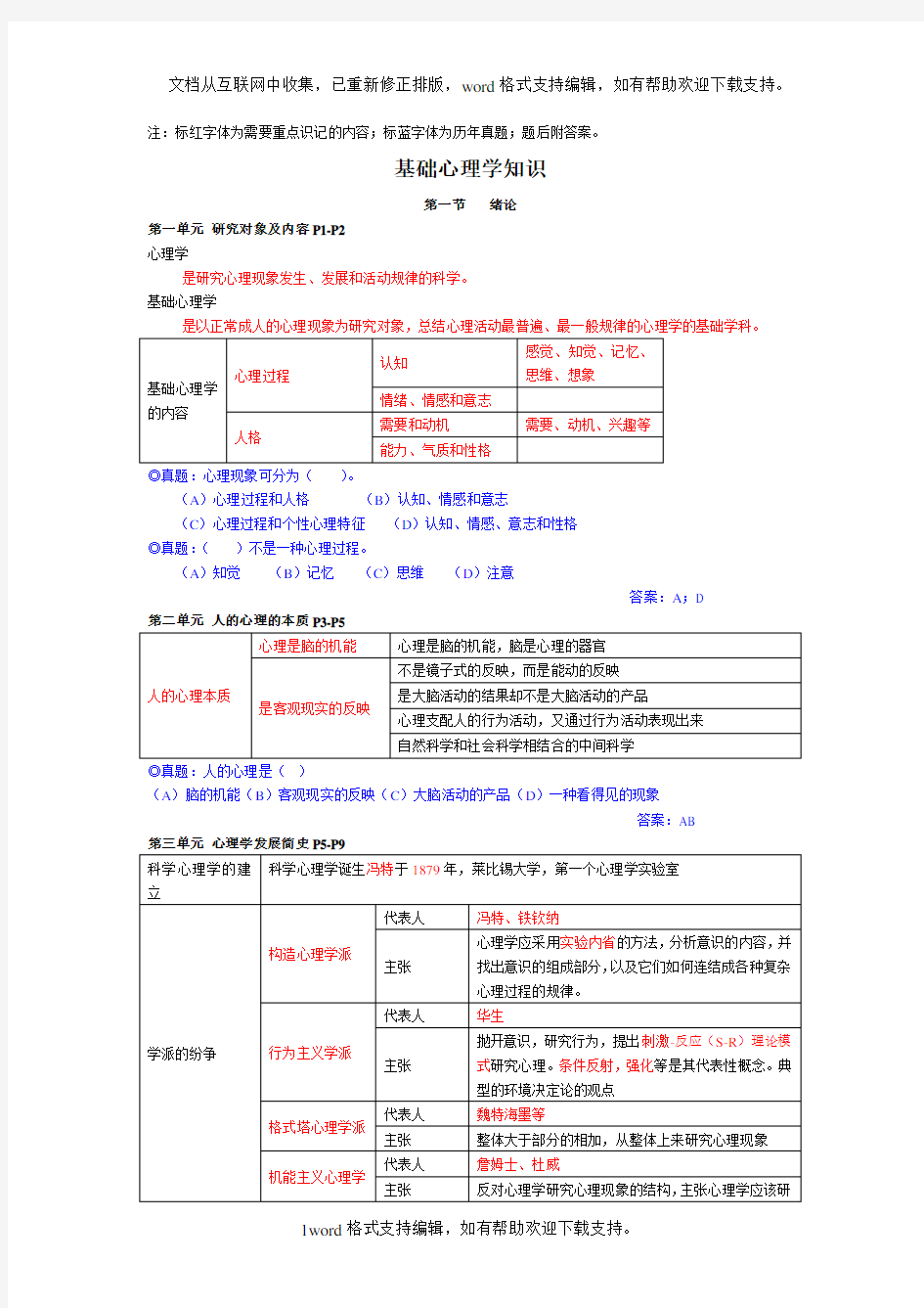 基础心理学知识点总结