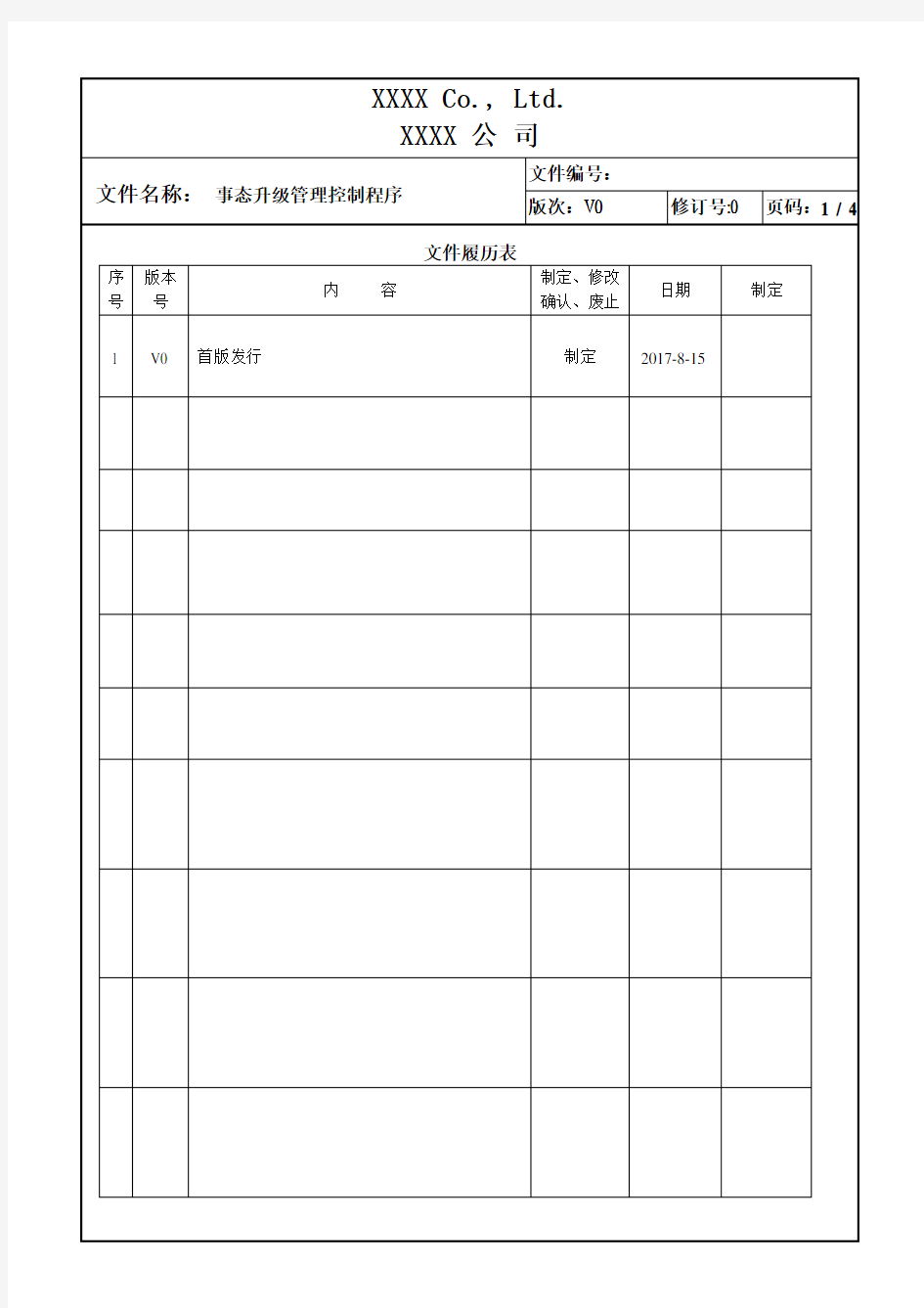 事态升级管理控制程序