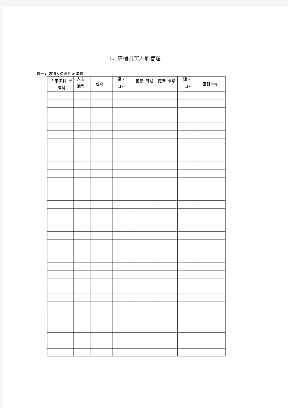 服装店面管理表格大全22个