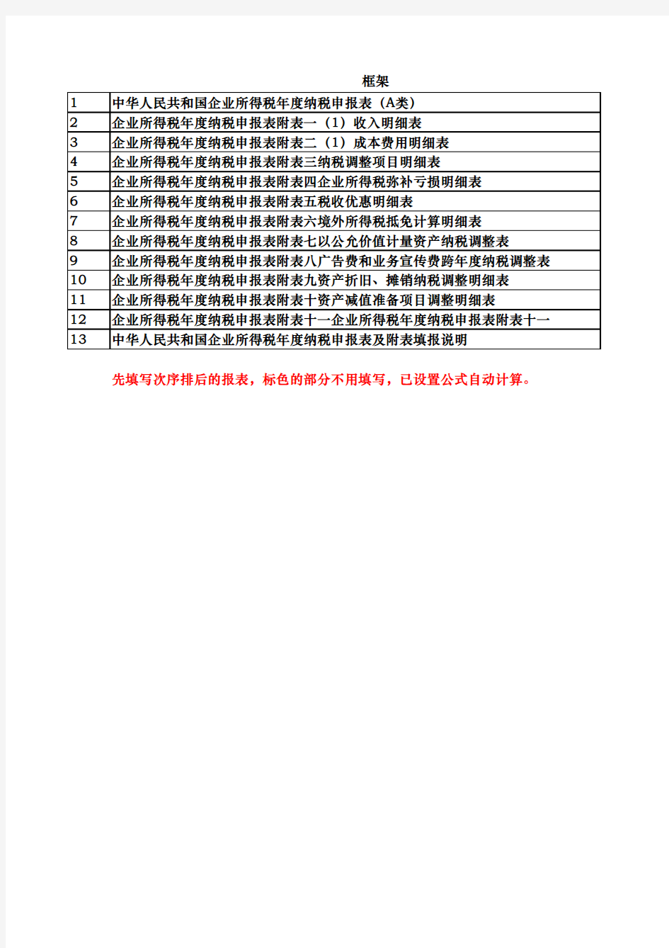 中华人民共和国企业所得税年度纳税申报表(A类)