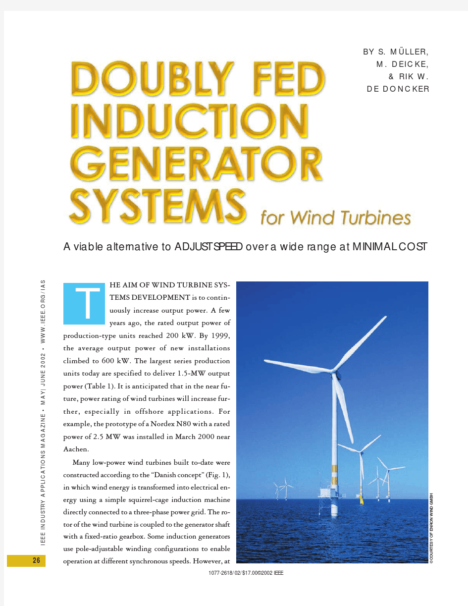 Doubly Fed Induction Generator Systems for Wind Turbines