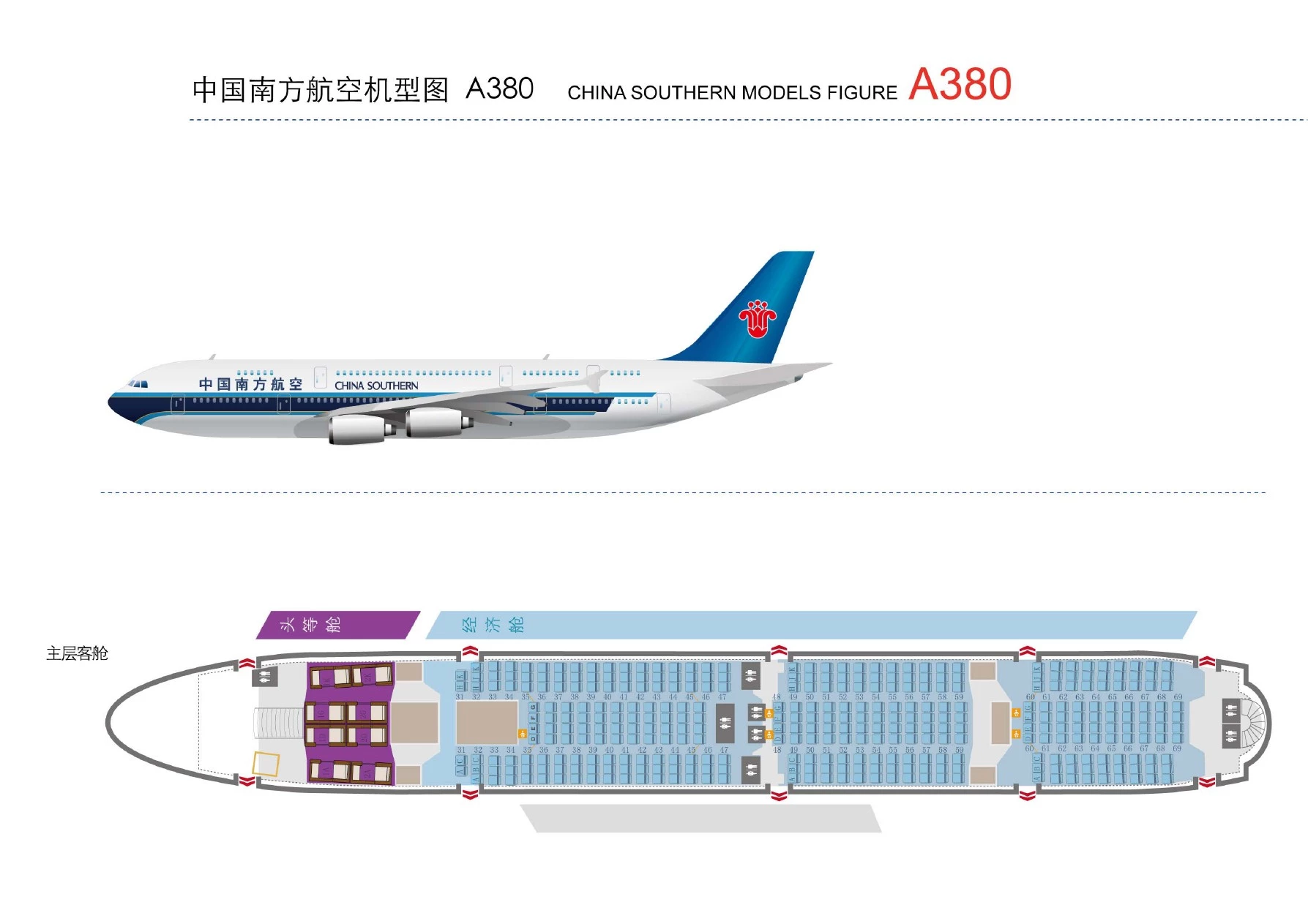 A380飞机座位分布图