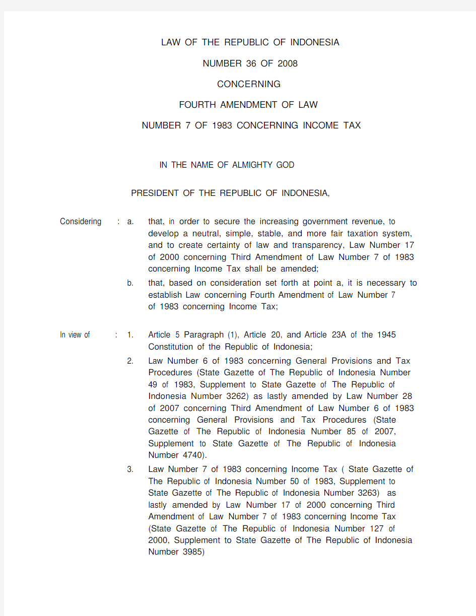 INcome Tax Amendment(Indonesia)