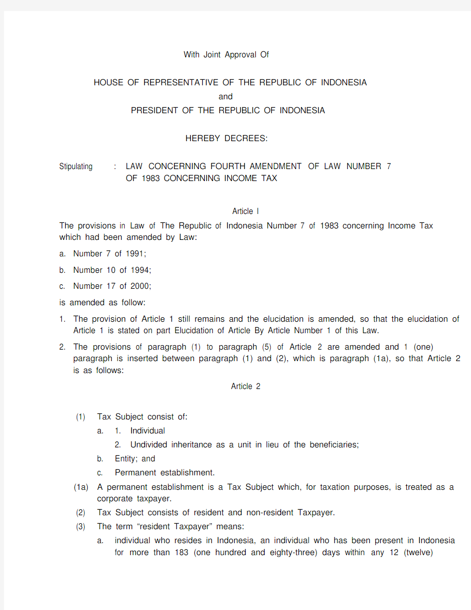 INcome Tax Amendment(Indonesia)