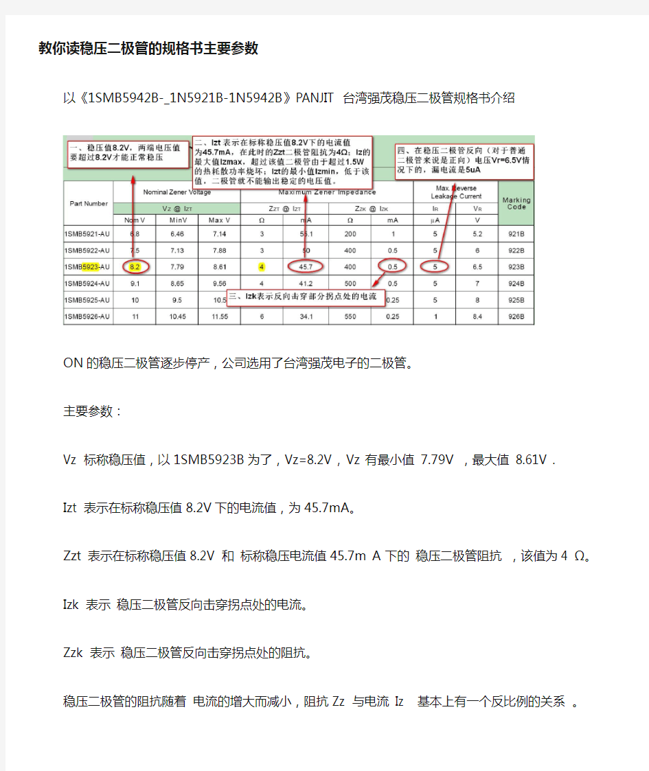 教你读稳压二极管的规格书