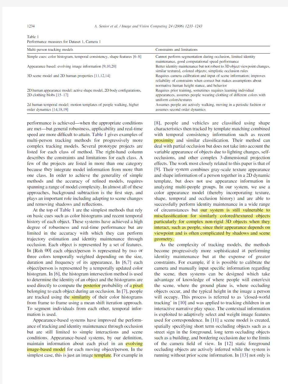 appearance models for occlusion handling