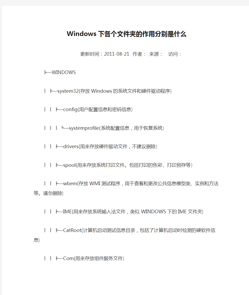 Windows下各个文件夹的作用分别是什么