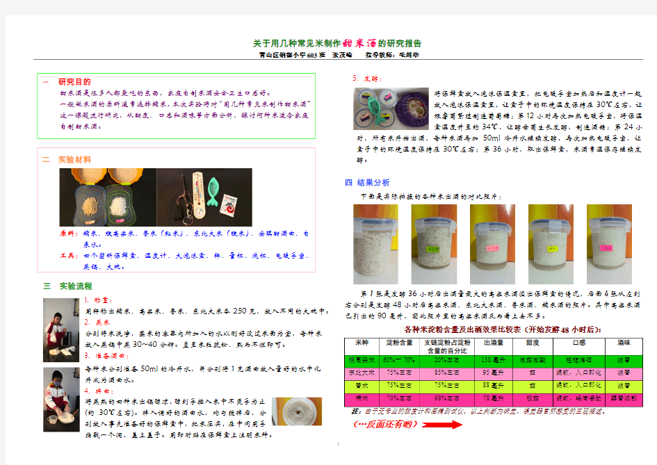 制作甜米酒的研究报告(大字最终版)-