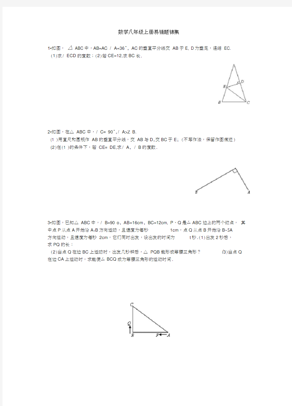 苏科版数学八年级上册易错题集锦