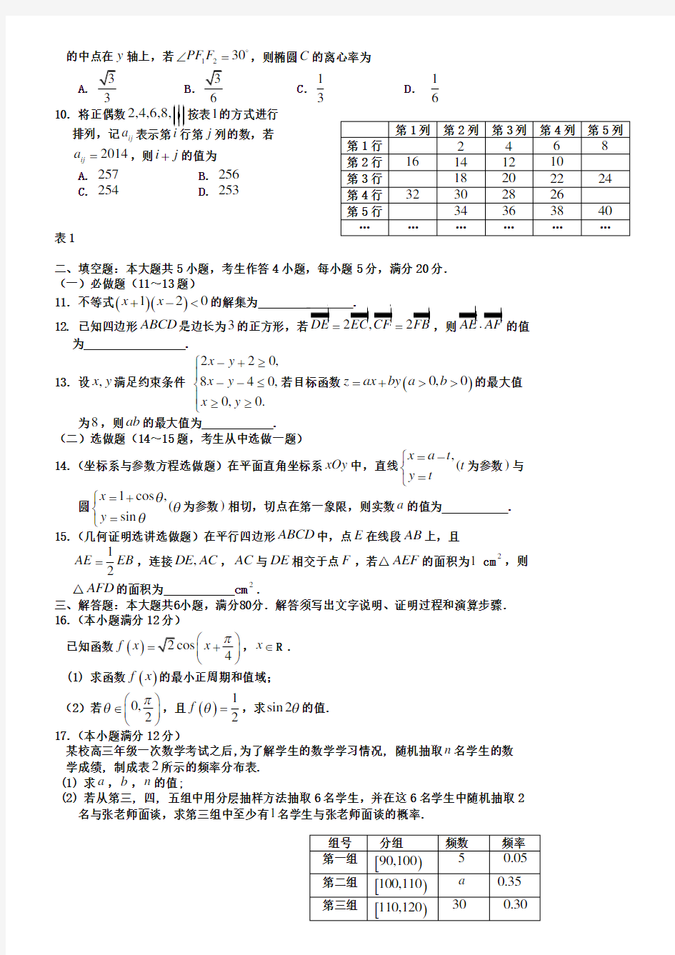 2019年广东省广州市高考数学二模(文科)试题及参考答案
