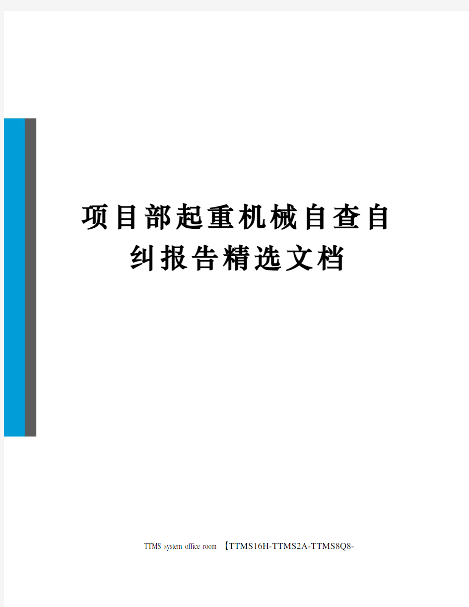 项目部起重机械自查自纠报告精选文档