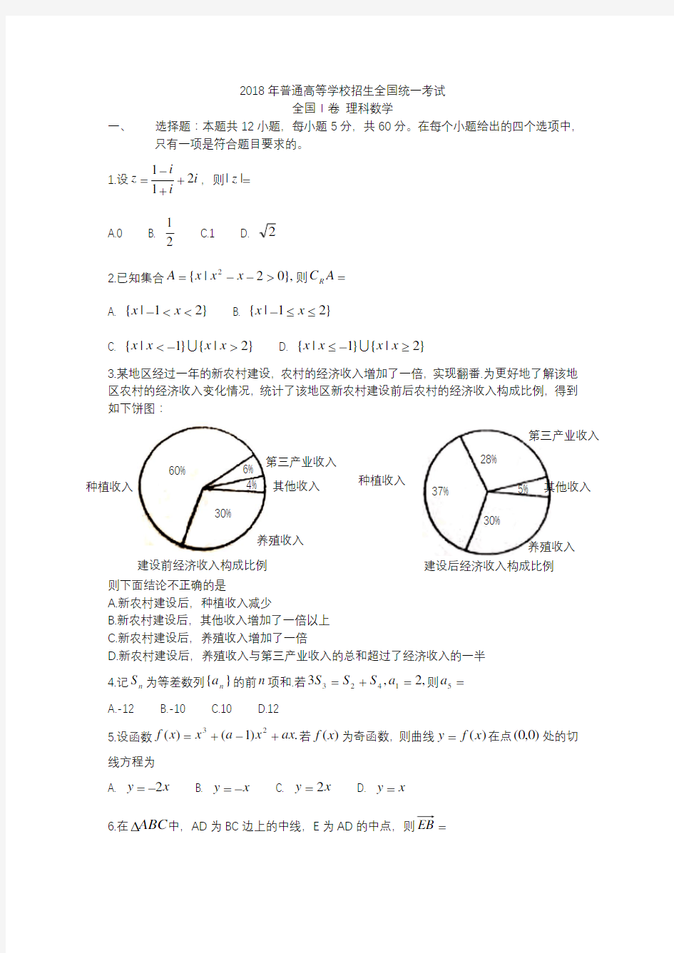 2018年高考全国1卷理科数学