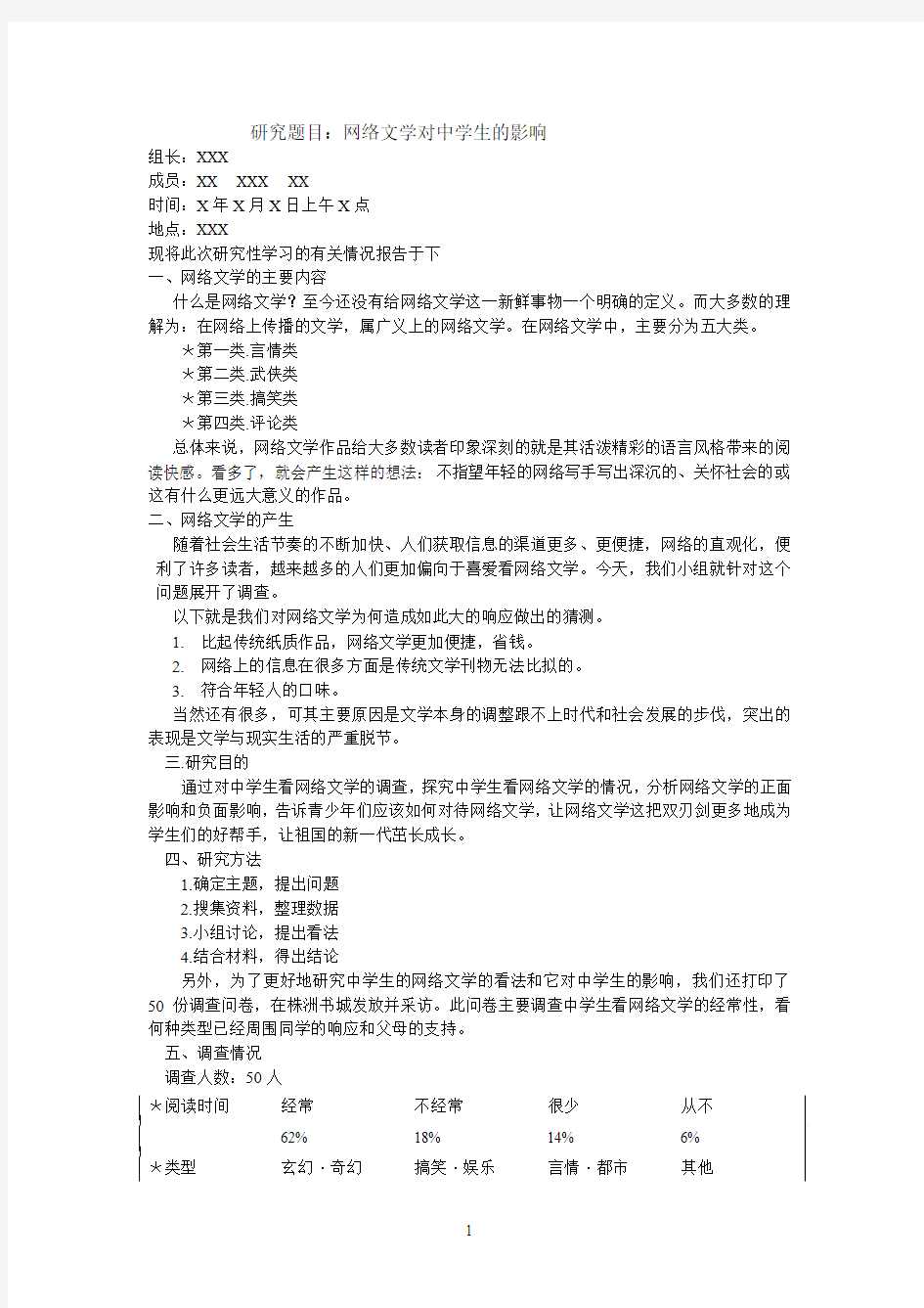 关于网络文学调查报告