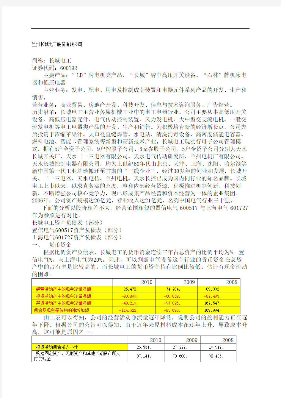 兰州长城电工股份公司案例分析