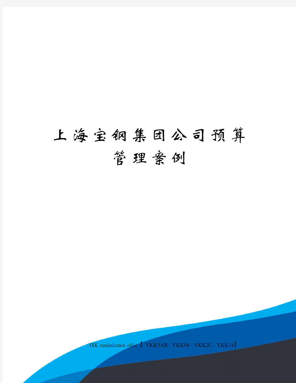 上海宝钢集团公司预算管理案例审批稿