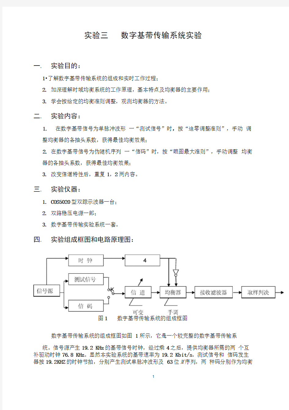 (完整word版)数字基带传输系统实验