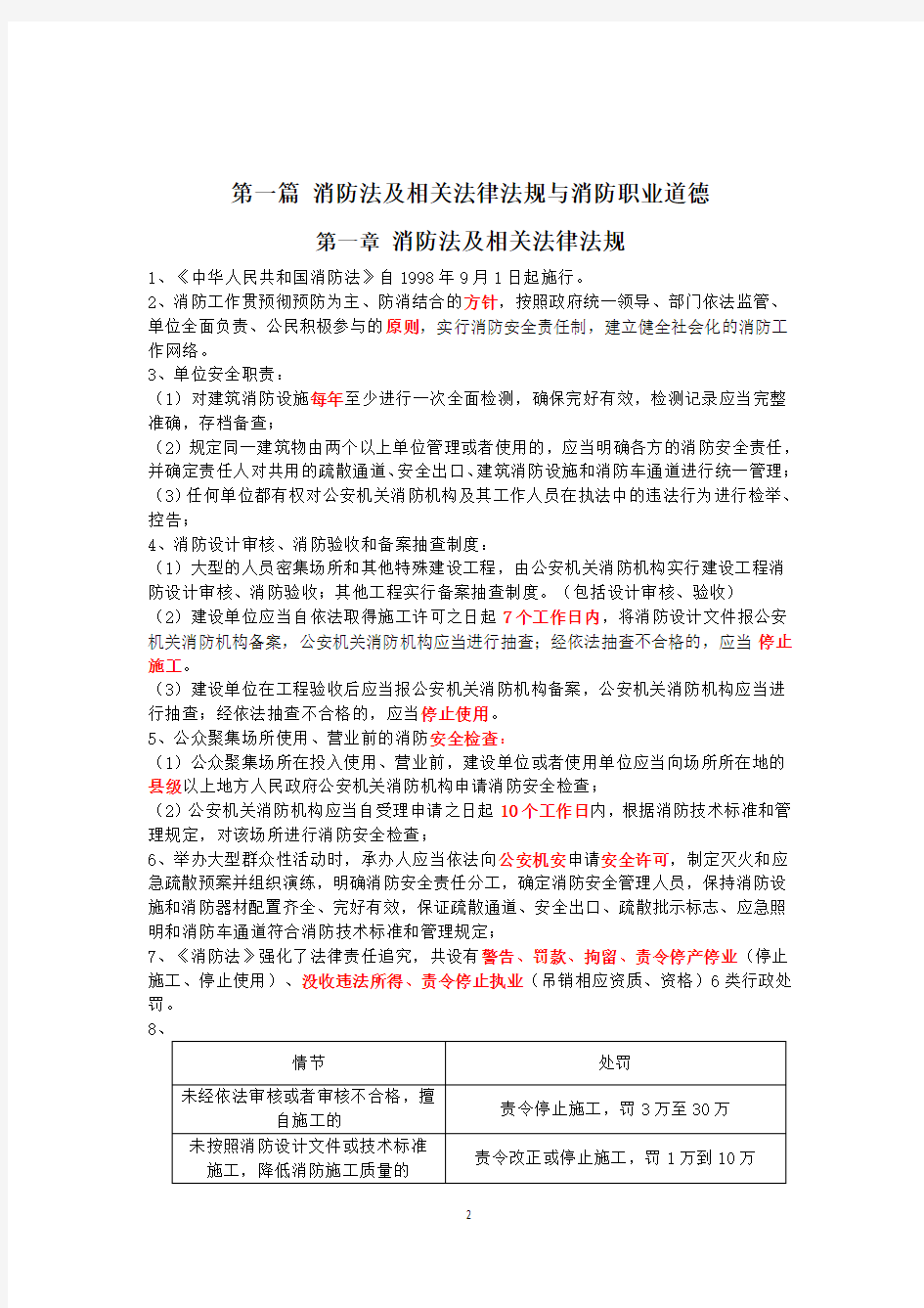 (必过版)2017版消防安全技术综合能力所有考点