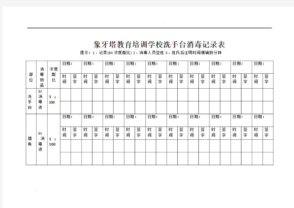 消毒记录表