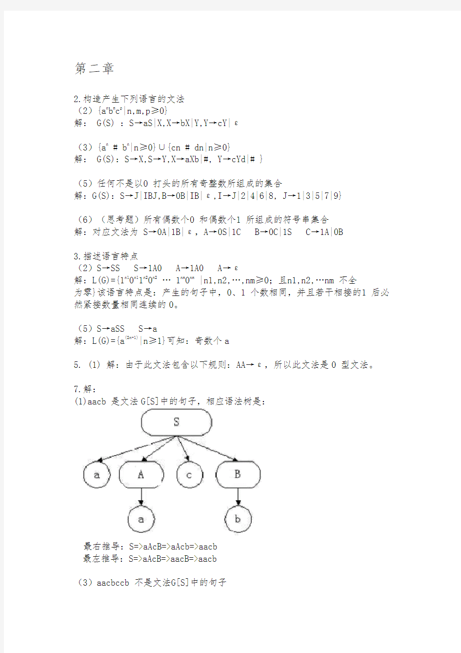 编译原理习题参考答案