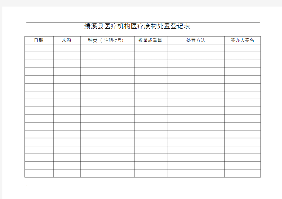 医疗废物处置登记表