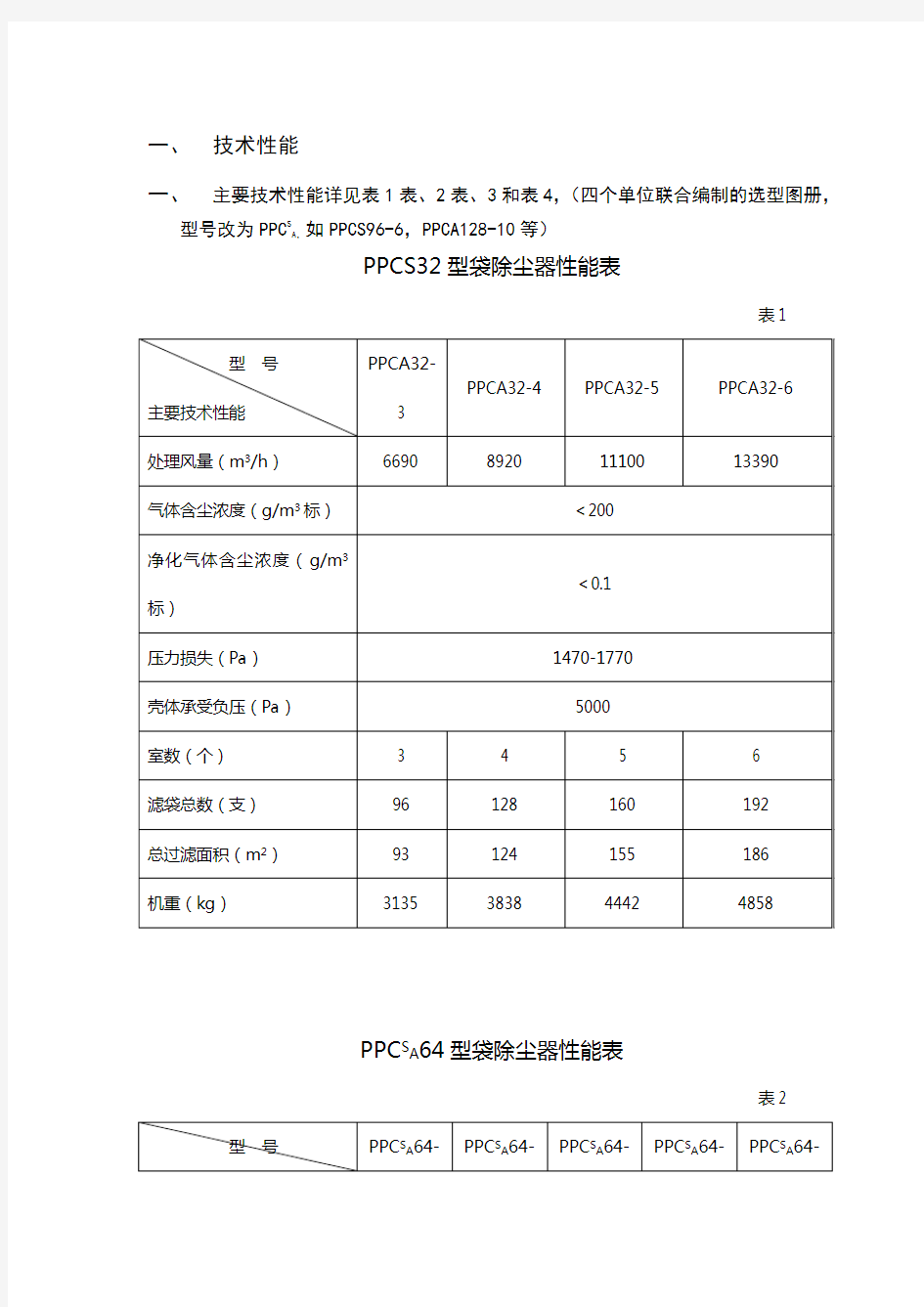 除尘器技术指标