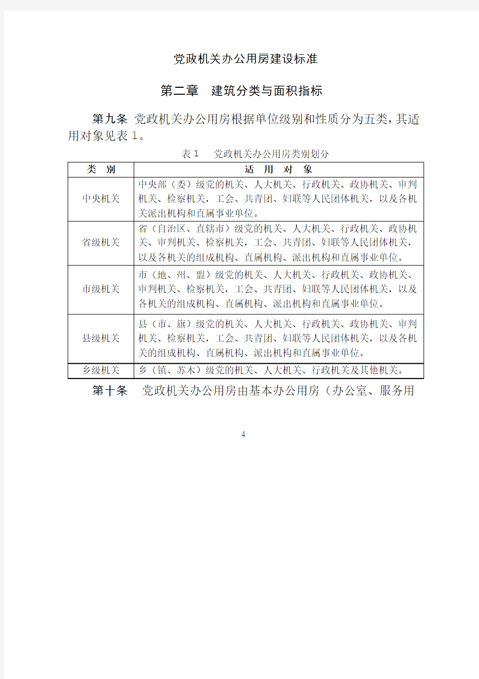 党政机关办公用房建设标准