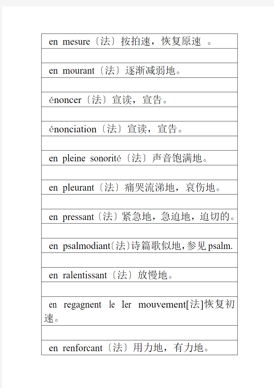 13音乐表演专业技术词汇对照表 13