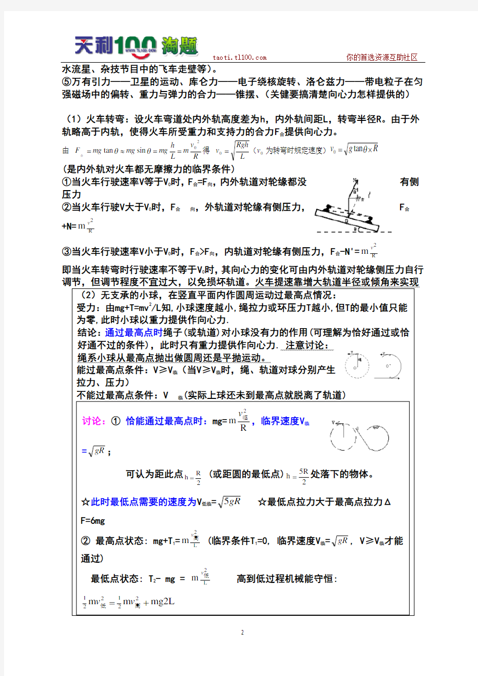 高中典型物理模型及解题方法