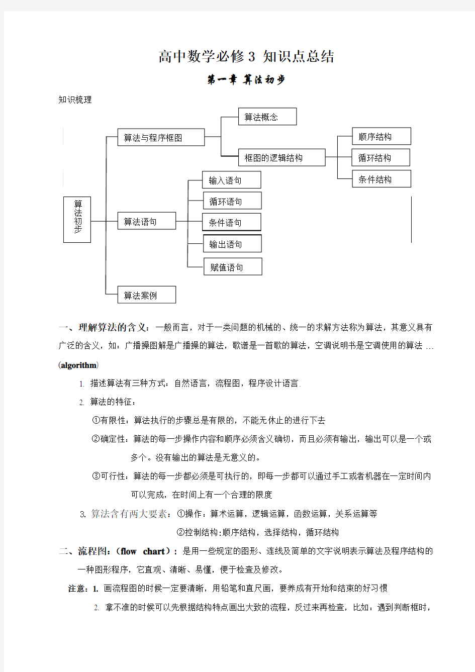 高一数学必修3 知识点总结