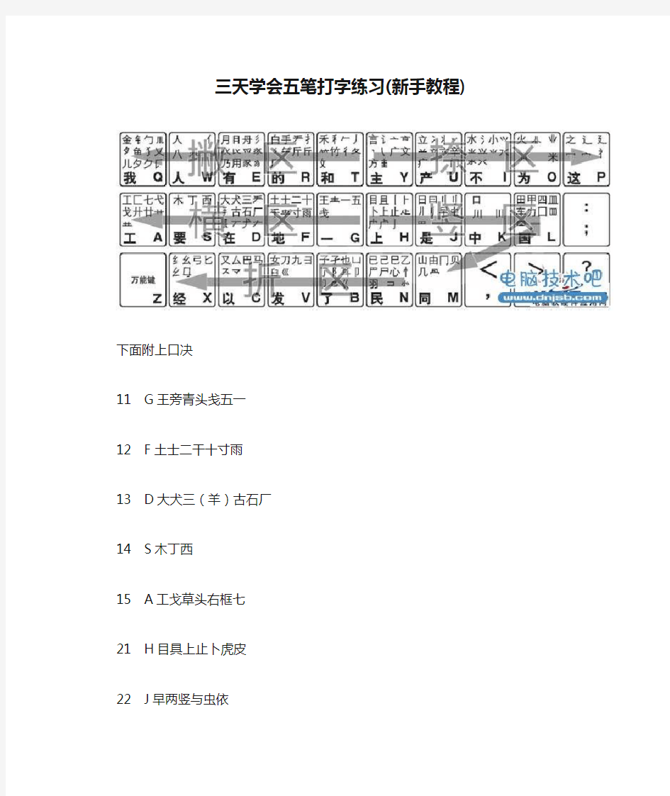 三天学会五笔打字练习(新手教程)