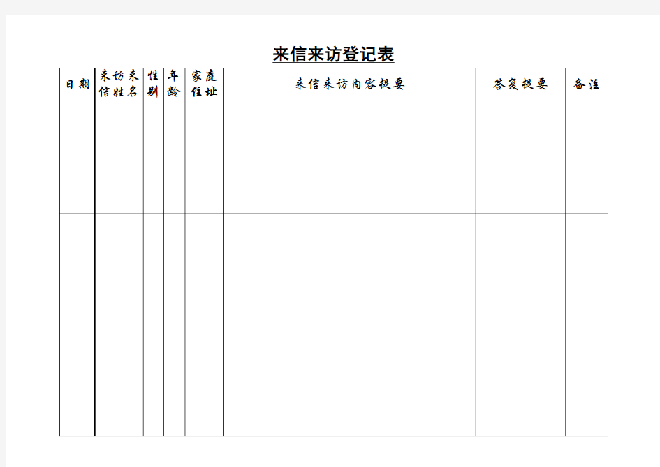 来信来访登记表