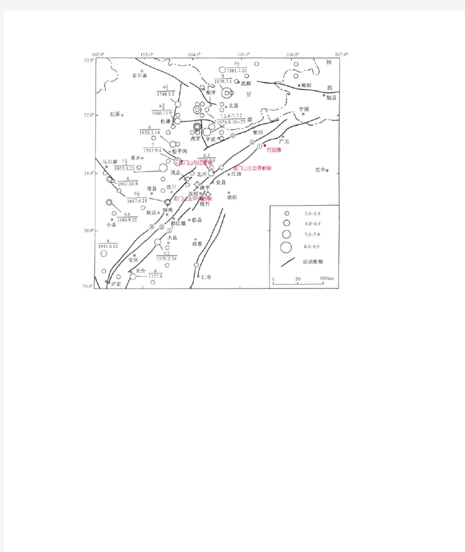 龙门山断裂带及历史地震
