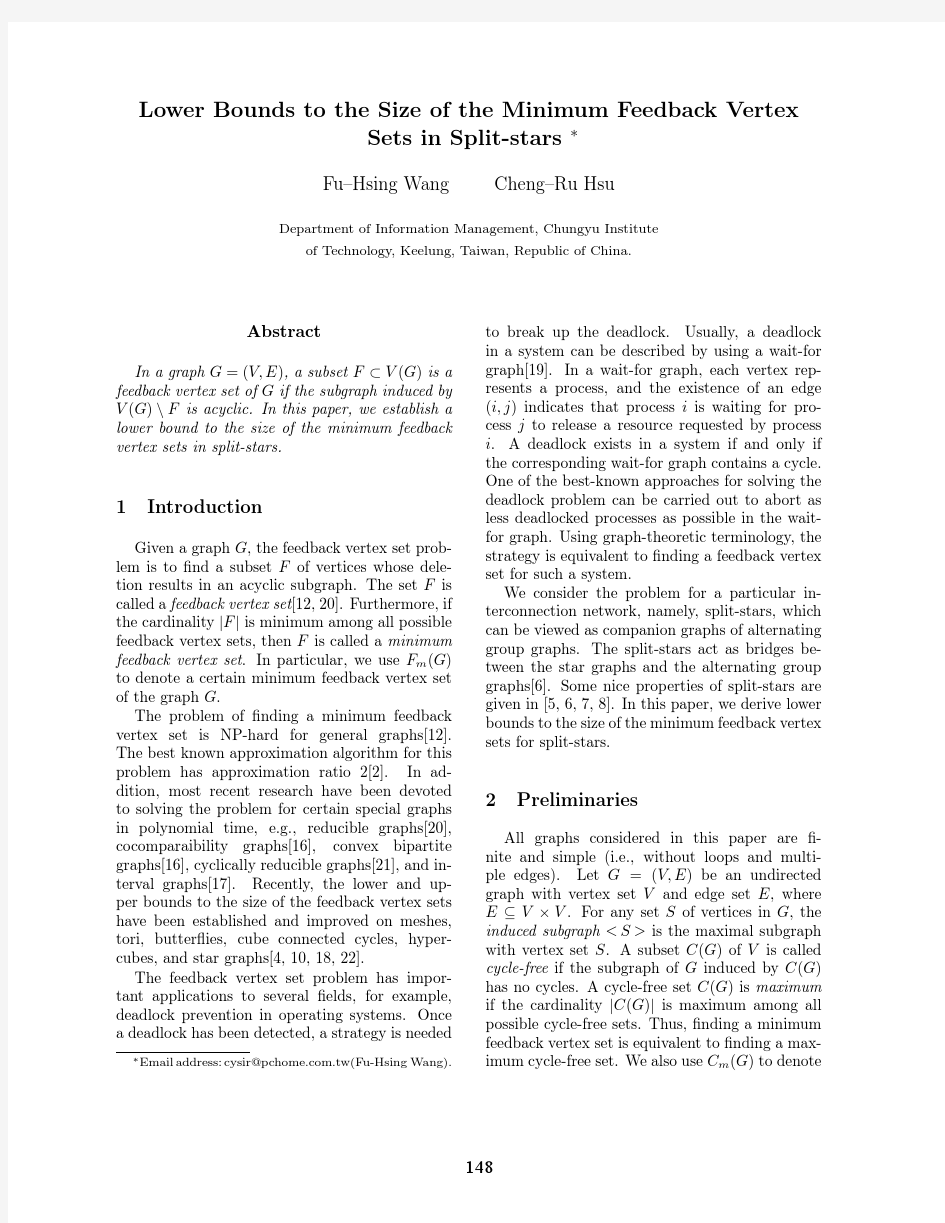 Lower Bounds to the Size of the Minimum Feedback Vertex Sets in Split-stars