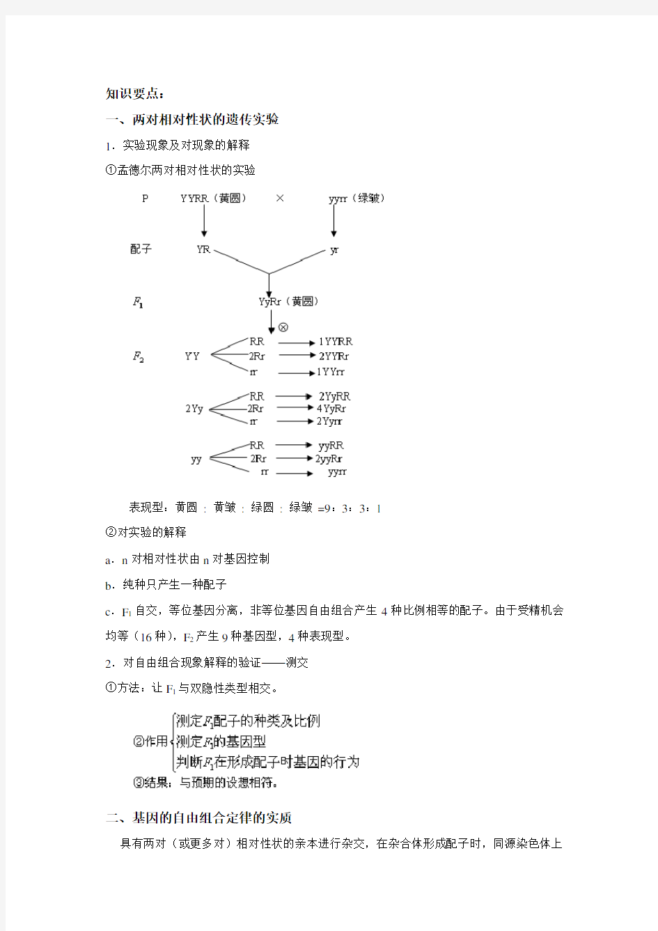 高中生物 孟德尔遗传定律