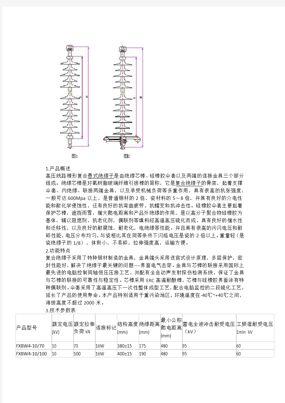 棒形悬式复合绝缘子使用说明书