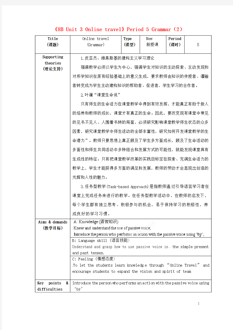 江苏省海安县大公初级中学八年级英语下册《8B Unit 3 Online travel》Period 5 Grammar(2)教案 牛津版