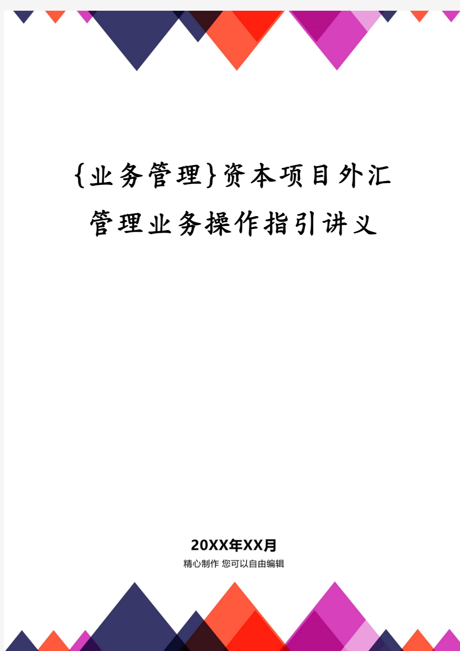 资本项目外汇管理业务操作指引讲义