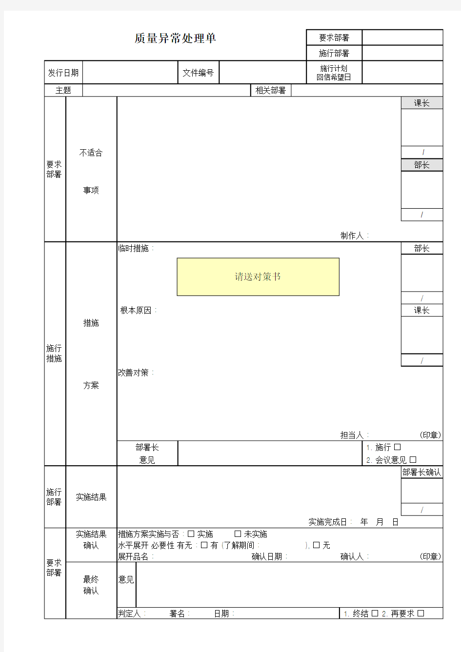 质量异常处理单