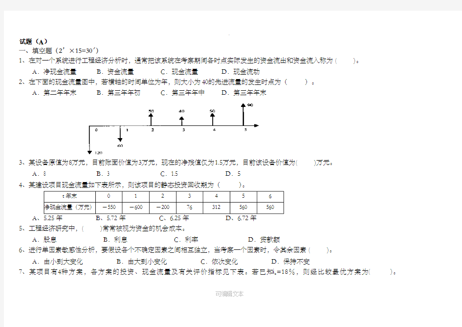 工程技术经济学试题及答案(5-)