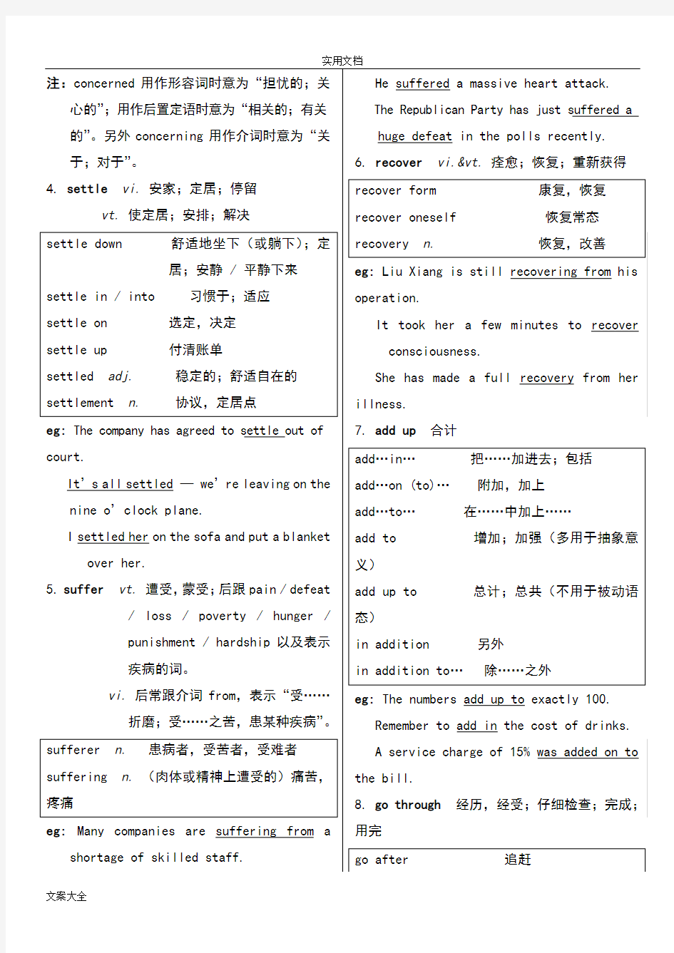 (完整word版)人教版高中英语必修1核心词汇讲解及训练