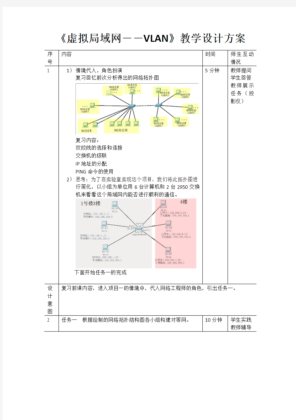 《虚拟局域网――VLAN》教学设计方案