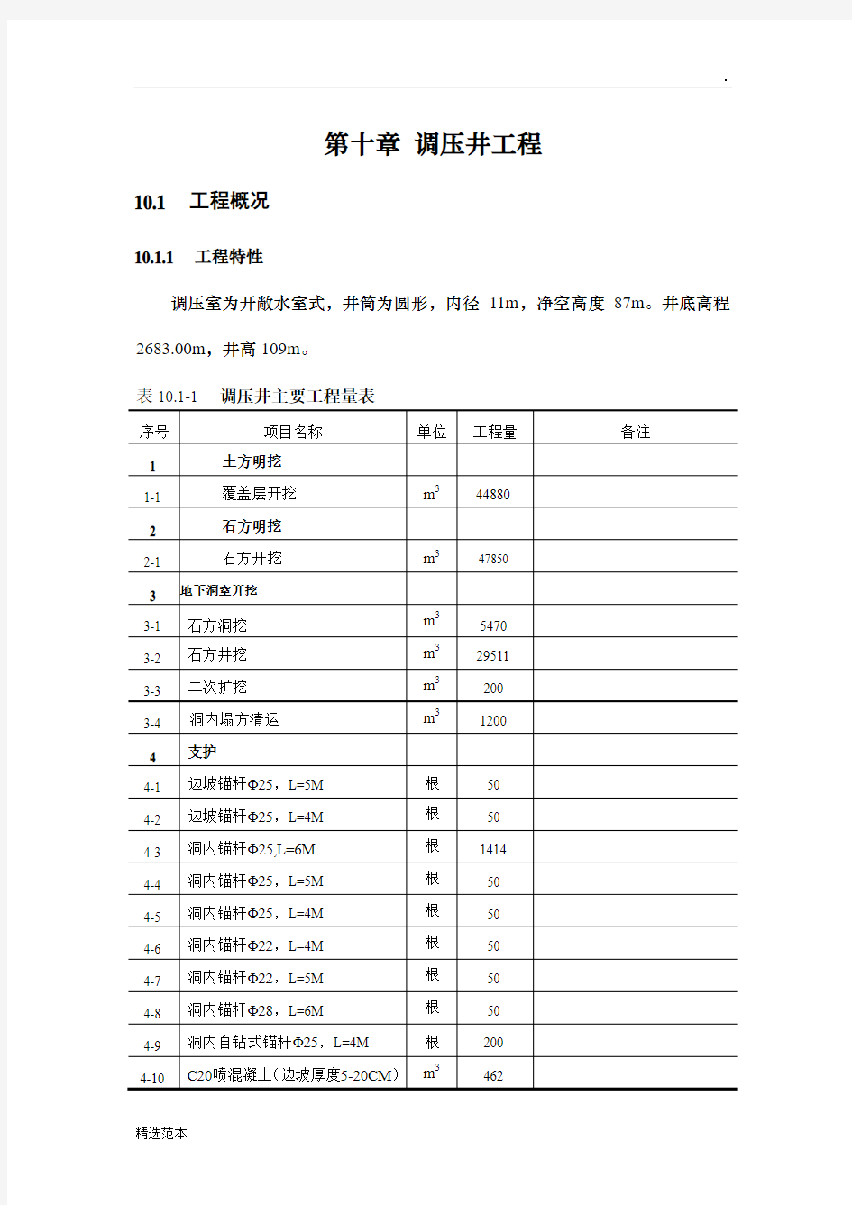 调压井工程施工方案