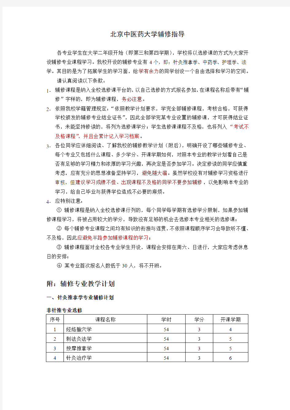 北京中医药大学辅修指导