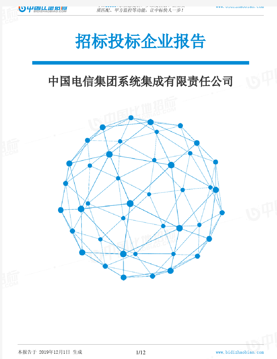 中国电信集团系统集成有限责任公司-招投标数据分析报告