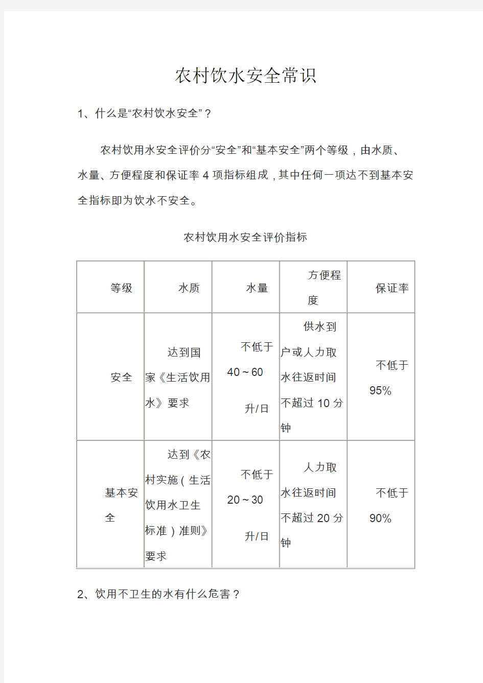 (完整word版)农村饮水安全常识