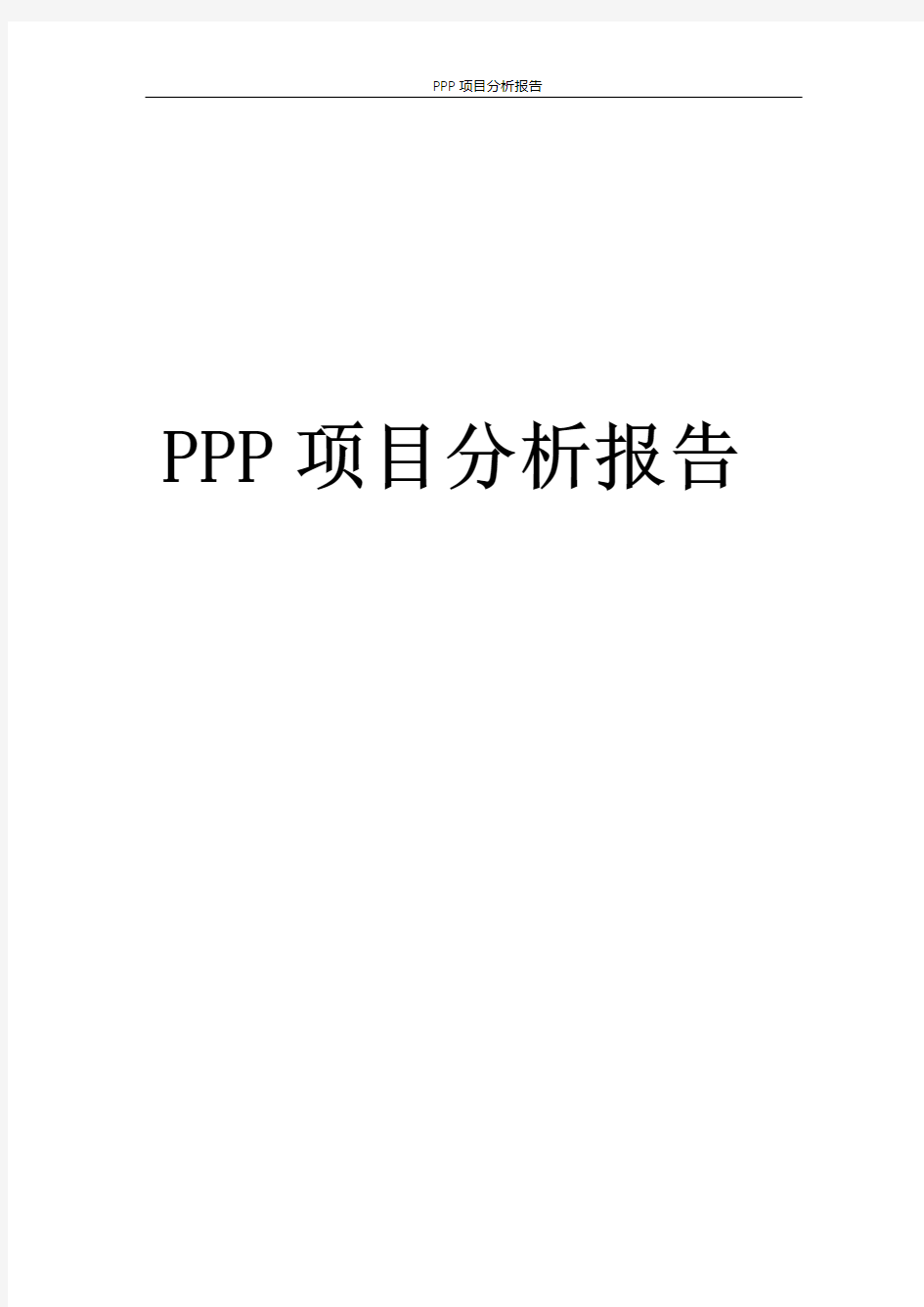 PPP项目分析报告